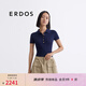 ERDOS【真絲】25春夏翻領(lǐng)修身短袖多巴胺輕薄女針織衫 藏藍(lán) S 160/80A
