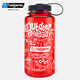 樂(lè)基因（nalgene）美國(guó)進(jìn)口塑料杯男涂鴉運(yùn)動(dòng)戶外水杯學(xué)生DIY印制個(gè)性化瓶子 紅色 1000ml 絕地求生-廣口