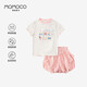 瑪米瑪卡 MOMOCO女童夏裝女童套裝夏季新款可愛兩件套 灰色  150 