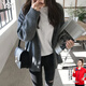 翊尚美中長款針織衫開衫外套女春秋學(xué)生長袖上衣新款寬松顯瘦慵懶風(fēng)毛衣 青木灰色【無口袋加厚款】 均碼 【適合80-140斤】
