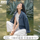 對白新復(fù)古回潮丹寧豎條紋牛仔外套女2025春新款小個子寬松短款上衣 牛仔藍(lán) S