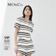 MO&Co.小香風(fēng)短款短袖條紋短外套弧形擺高級(jí)感設(shè)計(jì)感小眾千金風(fēng)外套 白黑條色 M 165