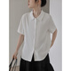JRET2025夏季新款寬松休閑薄款雪紡白色襯衫女通勤面試短袖襯衣上衣潮 白色  L