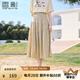香影a字半身裙女卡其色2025夏裝新款氣質(zhì)中長裙子淑女超仙高腰裙 淺卡其 L 165/88A/110-125斤