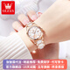 歐利時(shí)（OLEVS）瑞士認(rèn)證品牌手表女簡(jiǎn)約氣質(zhì)女士手表夜光防水陶瓷石英女表超薄 OLEVS-3606-時(shí)尚母貝白
