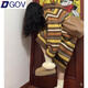 DGOV撞色條紋衛(wèi)衣連帽連衣裙女春秋韓系直筒寬松長款毛衣裙針織衫上衣 條紋毛衣裙zt M 建議95-105斤