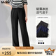 MsShe【冰絲坑條直筒寬松闊腿褲】大碼女裝2025夏季胖mm顯瘦長(zhǎng)褲 黑色現(xiàn)貨-250625年8月5日到貨 3XL