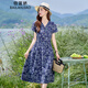 佰藍嬌復古碎花棉麻短袖連衣裙女夏季2025新款高級感氣質(zhì)減齡新中式裙子 青花色 M （建議105斤以?xún)龋? title=