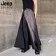 JEEP SPIRIT劍道武士褲夏季新款設計感小眾假兩件西裝褲垂感闊腿裙褲 黑色 高質(zhì)量 S 收藏加購優(yōu)先發(fā)貨