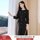 香影法式小香風連衣裙女2025秋季新款圓領長袖赫本風收腰氣質(zhì)裙子 黑色 S