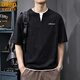 JEEP SPIRIT2025夏季新款紅色高級感短袖t恤男假兩件半袖V領(lǐng)體恤寬松純棉上衣 9103黑色 XL