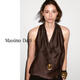 Massimo Dutti秋季新品2025女裝極簡老錢風交叉掛脖領(lǐng)上衣無袖T恤05124533 褐色 XS (165/84A)尺碼偏大