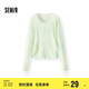 森馬（Semir）長(zhǎng)袖T恤女設(shè)計(jì)感滿印修身疊穿2025春季薄透網(wǎng)紗上衣109125101007