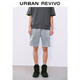 UR2025夏季新款男裝復古休閑抽繩松緊腰牛仔短褲UMM850054 灰藍 30