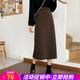 歐貝汐半身裙女春夏春秋冬季新款高腰中長(cháng)款秋款開(kāi)叉黑色包臀A字裙女 咖色 M