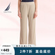 諾帝卡（NAUTICA）【商場(chǎng)同款】女裝春夏新款休閑彈力親膚直筒長(zhǎng)褲女41KO05 淺卡其2BM L