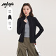 MJ STYLE空氣層修身外套女2025秋季新款運(yùn)動(dòng)親膚休閑顯瘦立領(lǐng)拉鏈短款上衣