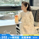 圖圖小象女童連衣裙2025春秋裝泡泡袖洋氣公主裙甜美蕾絲提花兒童裙子長(zhǎng)袖 杏色 130