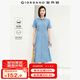 佐丹奴裙子女新款純棉牛仔連衣裙口袋收腰薄款牛仔襯衫裙05464319 66洗水藍(lán) XL