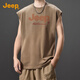 吉普（JEEP）夏季薄款休閑舒適無(wú)袖背心青年潮牌坎肩背心運動(dòng)籃球背心男外穿