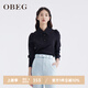 OBEG歐碧倩新復(fù)古回潮秋季時(shí)尚簡(jiǎn)約通勤泡泡袖襯衫10441042 黑色 L /170/40