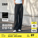 森馬（Semir）休閑褲女百搭腰帶長(zhǎng)褲氣質(zhì)時(shí)尚女士夏季通勤顯瘦闊腿褲ins潮 黑色90001 S