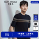 報喜鳥T恤男裝【優(yōu)選】秋季新款男士商務(wù)休閑圓領(lǐng)短袖T恤衫橫條紋男 日蝕藍(lán) 48(175/96)