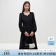 范思藍(lán)恩23FS14556法式文藝不規(guī)則設(shè)計(jì)連衣裙冬新款V領(lǐng)裙子 黑色 M