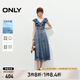 ONLY2025夏季新款浪漫風(fēng)荷葉邊V領(lǐng)中長裙牛仔連衣裙女|125242019 J33350水洗牛仔藍(lán) S
