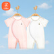貝瑞加（Babyprints）新生兒連體衣2件裝嬰兒短袖夏季衣服純棉薄款哈衣家居爬服 白粉59