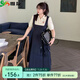 惟友大碼女裝連衣裙胖妹妹夏裝胖mm撞色學(xué)院風(fēng)俏皮假兩件裙子 長款 XL 【尺碼偏大】 建議130-150斤