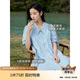 茵曼（INMAN）田園風Polo領連衣裙女裝2025夏季新品泡泡袖裙子 淺水藍-新  XL
