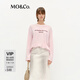 MO&Co.麻T恤2025春新品含亞麻水墨印花繡花描邊長(zhǎng)袖MBE1TEE008 淡粉色 XS 155