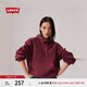 Levi's李維斯女士美式寬松時(shí)尚休閑簡約袋鼠兜抽繩連帽套頭衛(wèi)衣 酒紅色 M