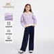英氏（YEEHOO）女童套裝兒童衛(wèi)衣褲子兩件套中大童裝休閑運動時尚秋 夢幻紫 150