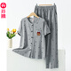 芬騰睡衣女款夏季新款純棉短袖長(cháng)褲薄款套裝可外穿家居服 花灰 XL
