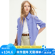 ELLE KIDS法式女童春季新品格紋繡花柔軟舒適經(jīng)典基礎(chǔ)長袖polo領(lǐng)襯衫
