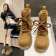 邦帛世馬丁靴女2025新款復(fù)古工裝西部牛仔靴厚底增高大黃靴子短靴 馬丁靴女【7孔棕色拉鏈款】 37