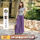 Olrain歐芮兒灰色修身上衣紫色慵懶風(fēng)褲子女夏季2025新款兩件套裝 灰色 M