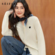 詩(shī)凡黎（‘S EIFINI）詩(shī)凡黎海島長(cháng)絨棉愛(ài)心針織衫2025秋新款經(jīng)典百搭柔軟外搭毛衣開(kāi)衫 本白色 圓領(lǐng) M