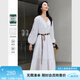 梵希蔓白色萊賽爾鏤空刺繡連衣裙女2025春季新款V領(lǐng)長袖收腰裙子 A0380 白色 L