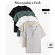 ABERCROMBIE & FITCH男裝24夏款5件組合裝經(jīng)典小麋鹿亨利領(lǐng)短袖T恤KI124-4177 黑色，白色，灰色，米色，綠色 M