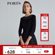 PORTS寶姿 商場同款新品女裝中袖印花針織連衣裙SL8K260KKY002 黑-漣漪粉混色 M