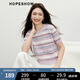 紅袖花紗甜美針織衫2025夏季新款女裝鏤空?qǐng)A領(lǐng)短袖甜美氣質(zhì)百搭上衣 紫條729 M