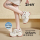 ZHR厚底老爹鞋女夏季內(nèi)增高網(wǎng)洞透氣女鞋百搭休閑鞋女KS55E 米紅  36