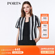 PORTS寶姿 春夏新品女裝圓領(lǐng)短袖袖條紋針織外套LA8J066FFT004 黑色條紋 S (4)