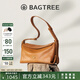 BAGTREE【明星同款】包包樹奶盒包植鞣牛皮單肩斜挎枕頭hobo女包七夕禮物 中號-焦糖色 高級小眾