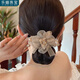 樂喵（LEMIAO）感盤發(fā)頭花頭飾2025新款頭繩女日韓丸子頭扎頭發(fā)繩大腸發(fā)圈女 香檳色(水晶吊墜花朵發(fā)圈)  A07-301