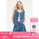 ELLE KIDS童裝 25夏季女童假日風(fēng)半松緊腰透氣牛仔廓版休閑直筒五分褲 牛仔藍(lán) 160 （S）