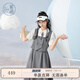 紫涵（ZIHAN）紫涵學(xué)院風(fēng)假兩件連衣裙女夏季收腰顯瘦拼接馬甲中長(zhǎng)裙子 灰色 M